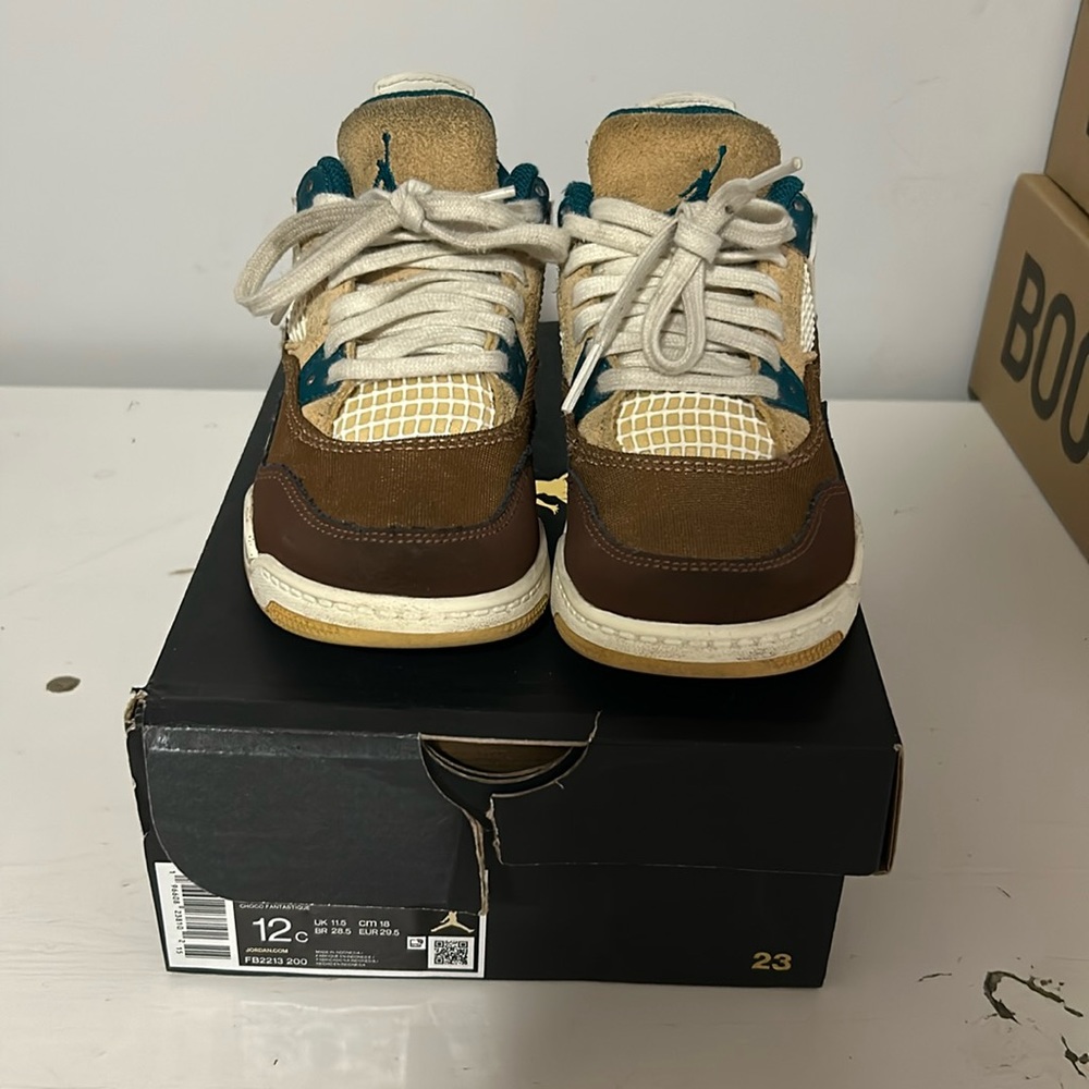 Jordan 4 retro size 12c brown suede and teal